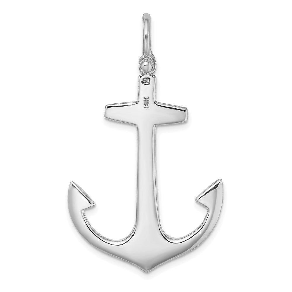 14K White Gold 3-D Polished Large Anchor Charm