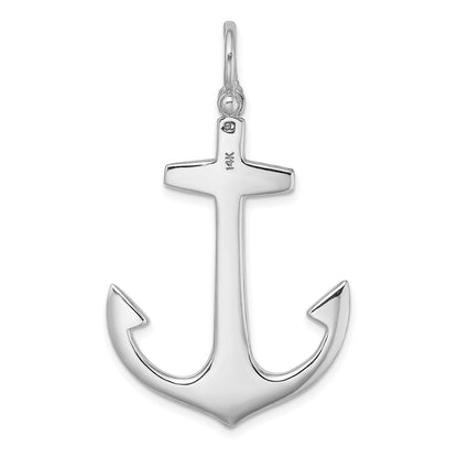 14K White Gold 3-D Polished Large Anchor Charm