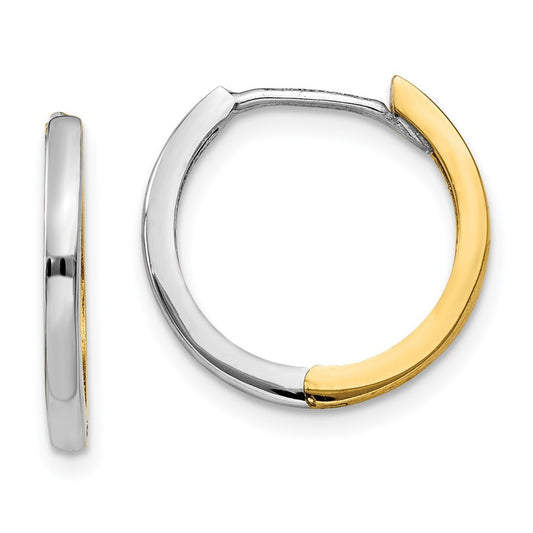 14k Two-tone Gold Round Hinged Hoop Earrings