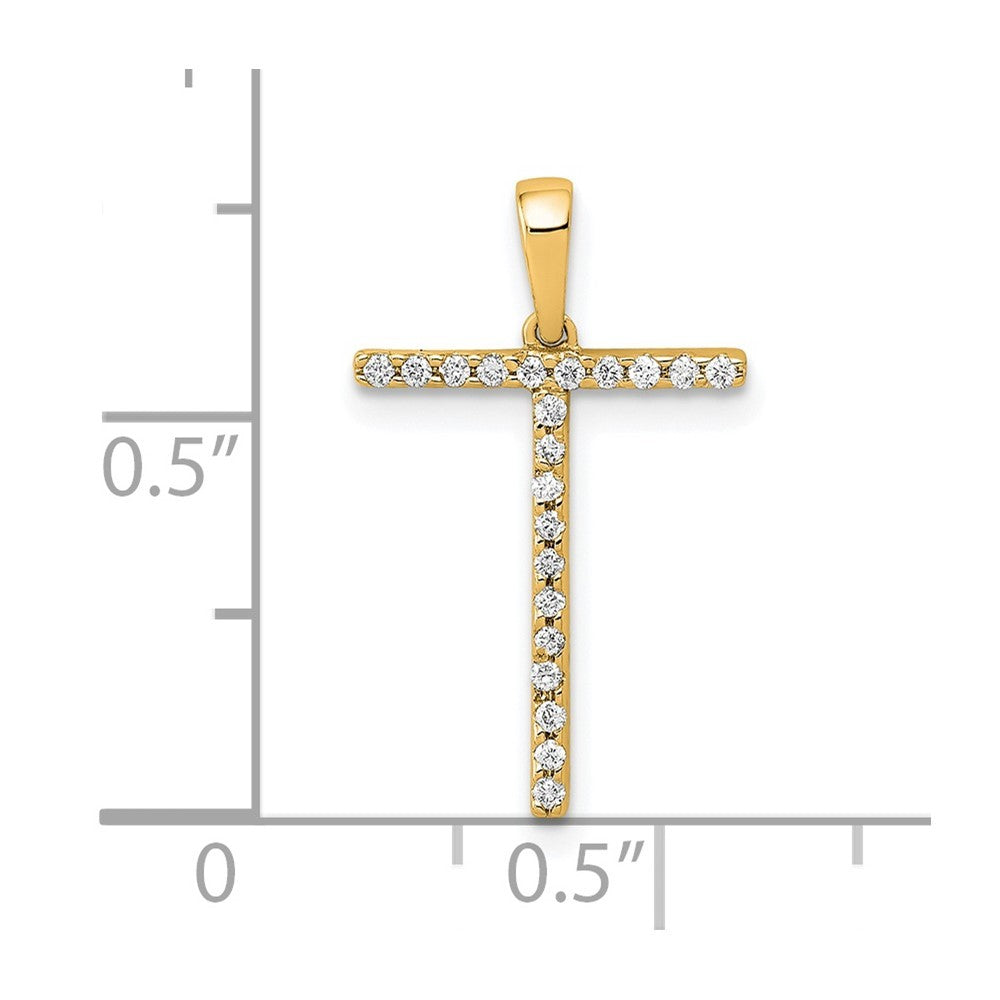 14k Yellow Gold Diamond Letter T Initial Pendant