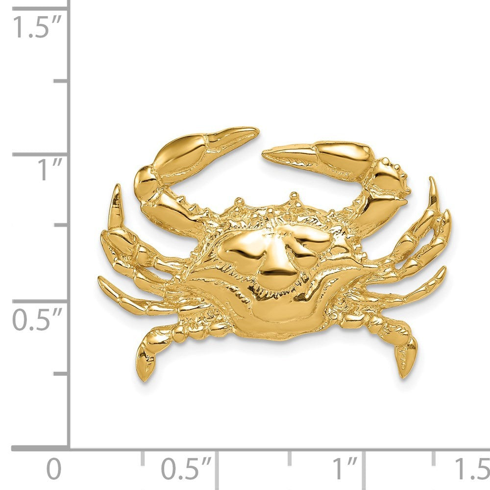 14k Yellow Gold Blue Crab Slide