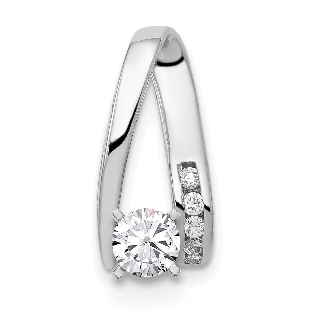 14k White Gold AAA Diamond Semi-mount Peg Slide Pendant for Women
