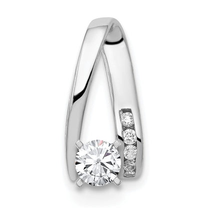 14k White Gold AAA Diamond Semi-mount Peg Slide Pendant for Women