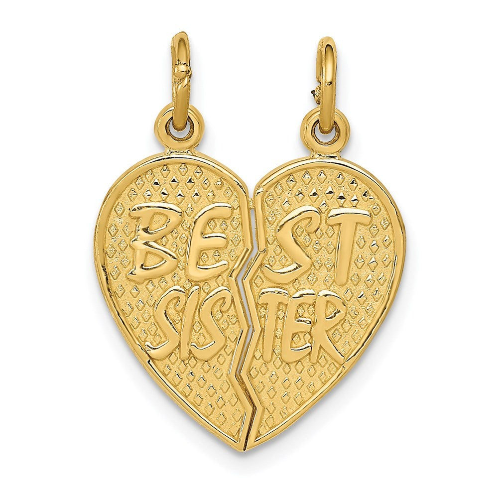 14k Yellow Gold Best Sister Break-apart Charm Pendant