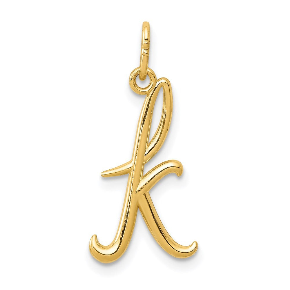 14k Yellow Gold Letter K Initial Charm Pendant