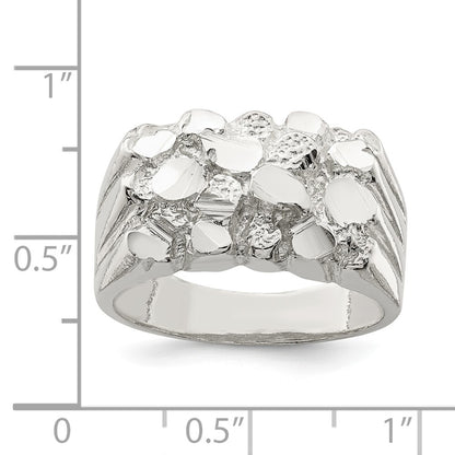 Sterling Silver Men's Nugget Ring Size 10