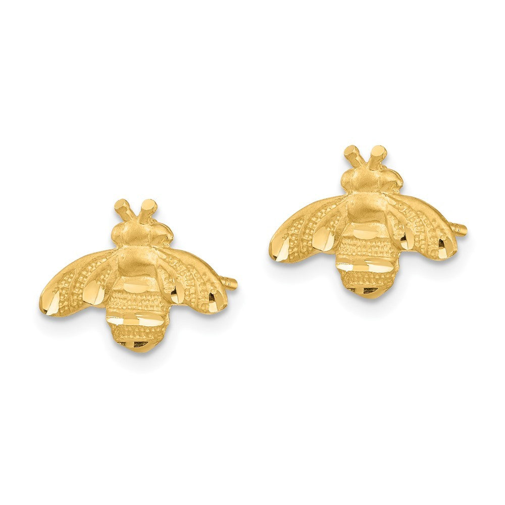 14k Yellow Gold Diamond-Cut Bee Earrings