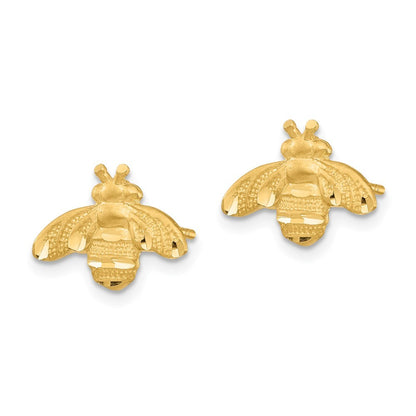 14k Yellow Gold Diamond-Cut Bee Earrings