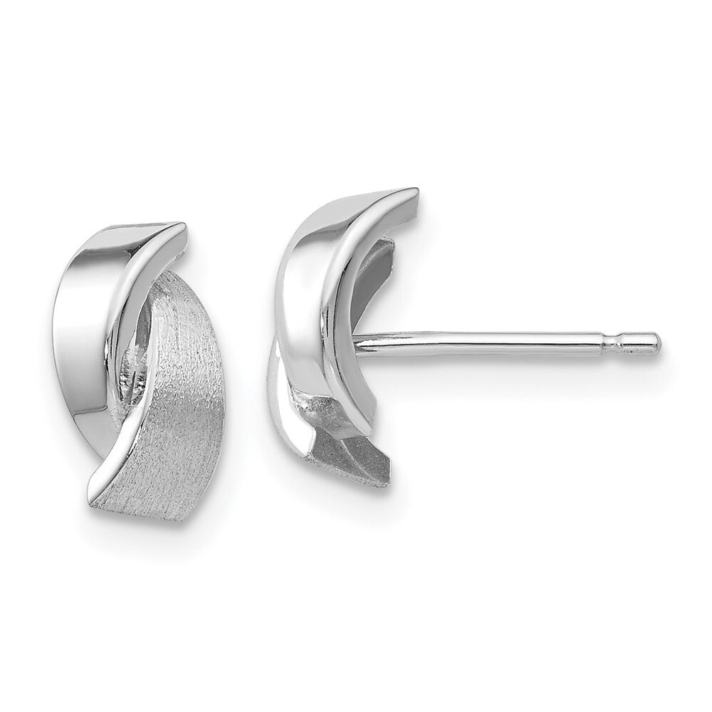 14k White Gold Polished & Satin Fancy Stud Earrings Gift for Women