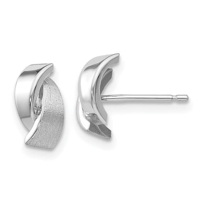 14k White Gold Polished & Satin Fancy Stud Earrings Gift for Women