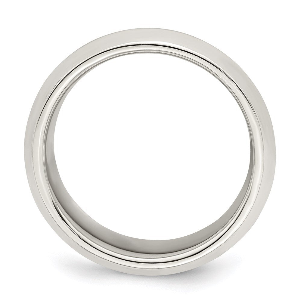 Sterling Silver 8mm Beveled Edge Size 13 Band Ring