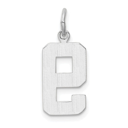 14K White Medium Polished Number 9 Charm