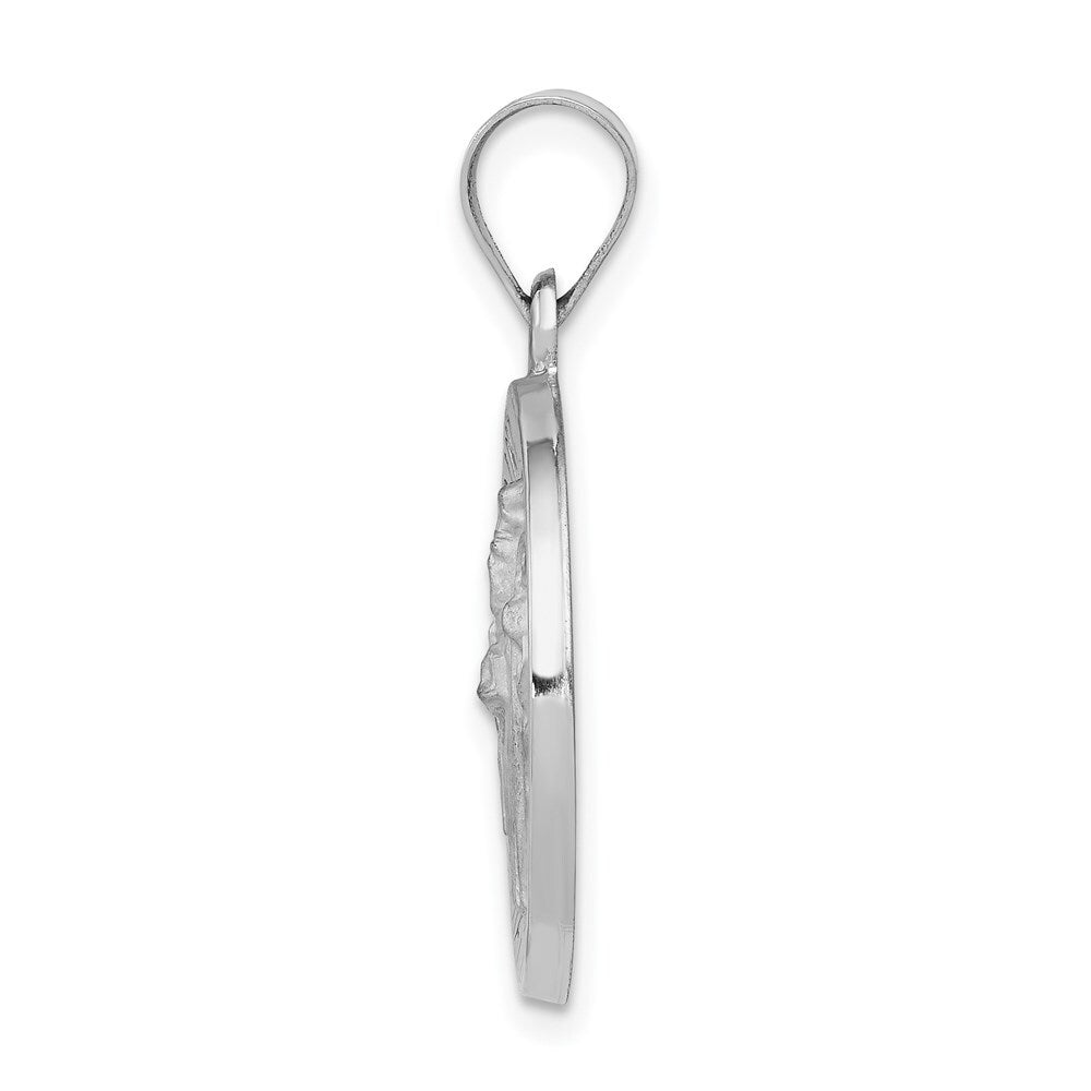14k White Gold Polished and Satin St Patrick Medal Hollow Pendant for Women
