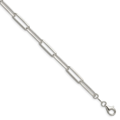 Sterling Silver 5.5mm Diamond-Cut Paperclip Chain Bracelet