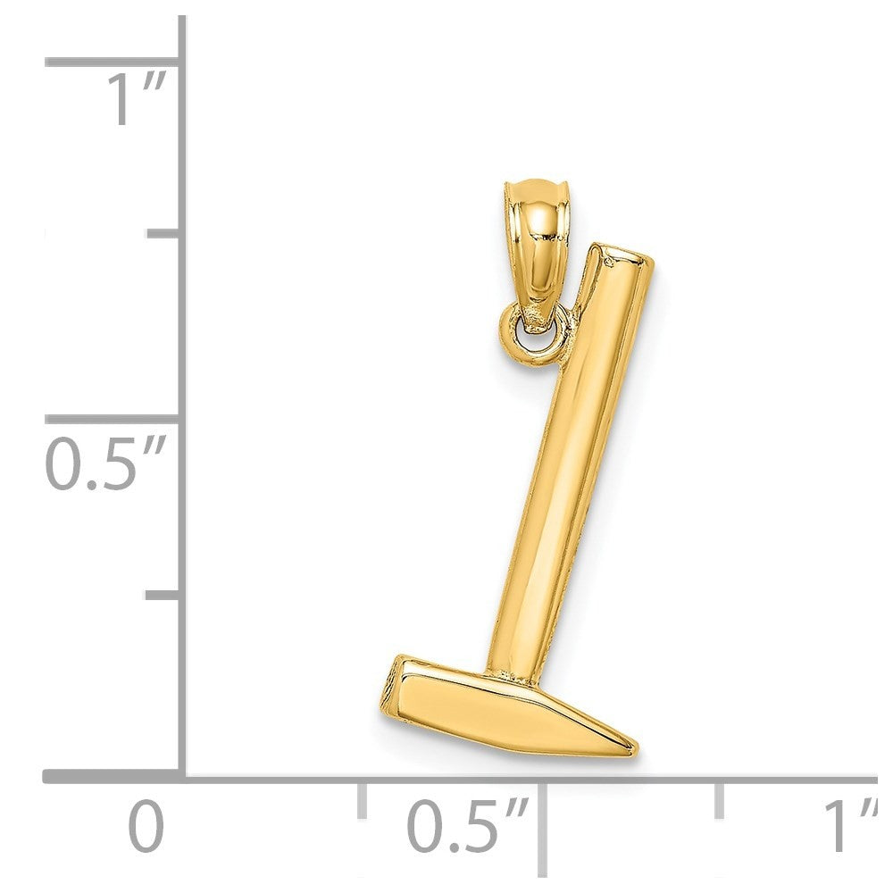 14k Yellow Gold 3-D Hammer Charm