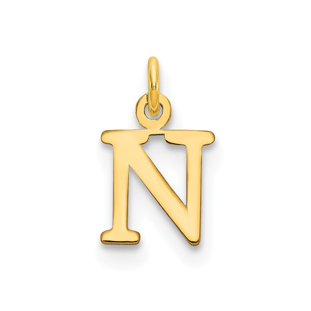 14k Yellow Gold Cutout Letter N Initial Pendant for Women