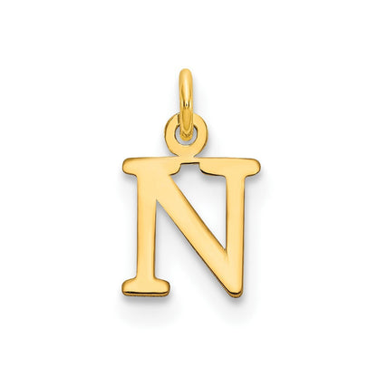 14k Yellow Gold Cutout Letter N Initial Pendant for Women