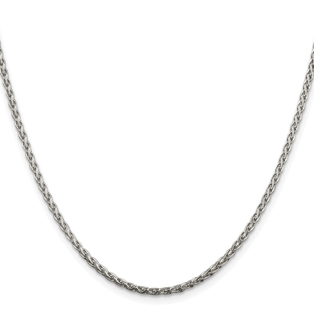 Sterling Silver Rhodium-plated 2mm Diamond-cut Spiga Chain