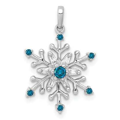 14k White Gold 1/6ct. Blue and White Diamond Snowflake Pendant for Women