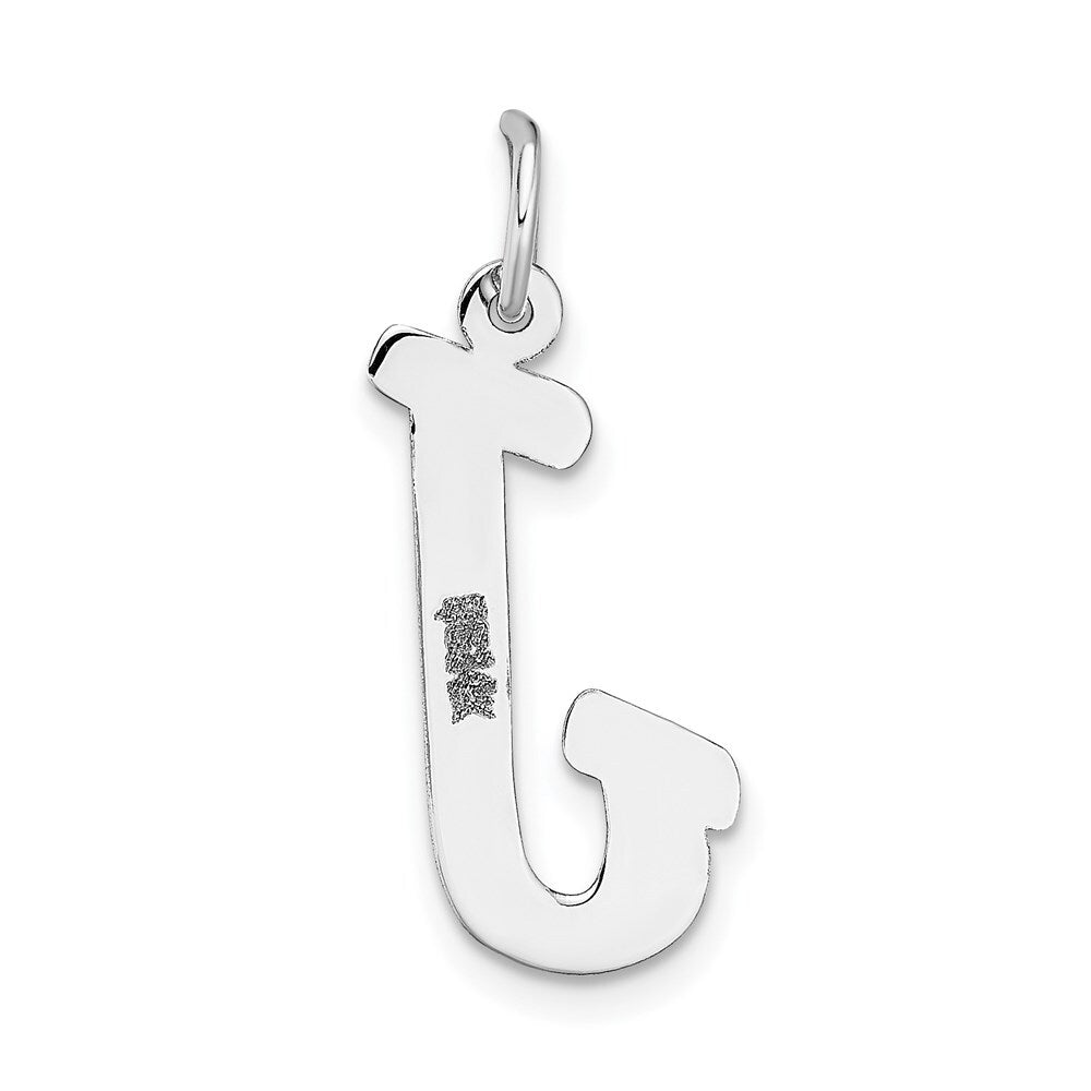 14k White Gold Large Script Letter J Initial Charm Pendant for Women