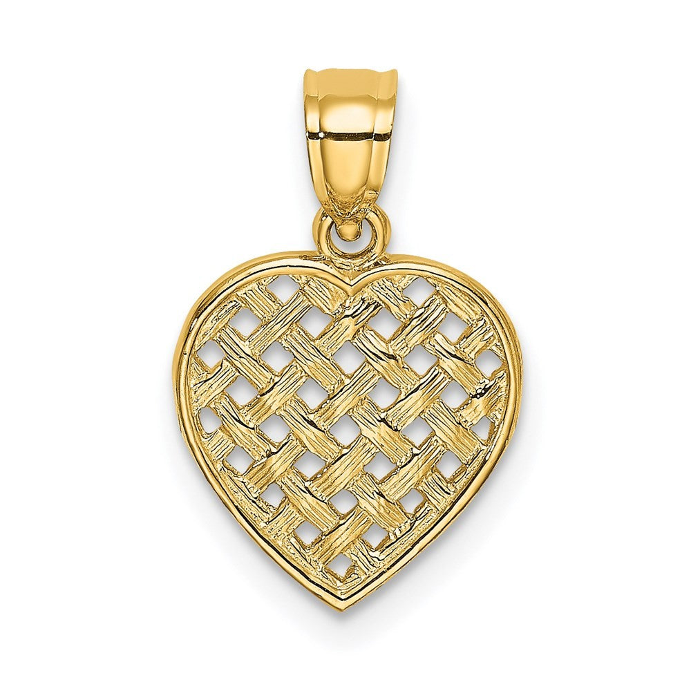14k Yellow Gold Cut-Out and Textured Woven Heart Charm
