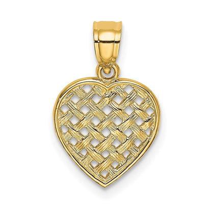 14k Yellow Gold Cut-Out and Textured Woven Heart Charm