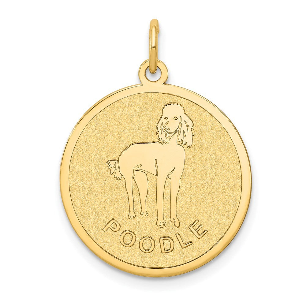14k Yellow Gold Poodle Disc Charm Pendant