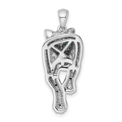 Sterling Silver Blk/White Rhodium-plated Polished Cubic Zirconia Cheetah Pendant