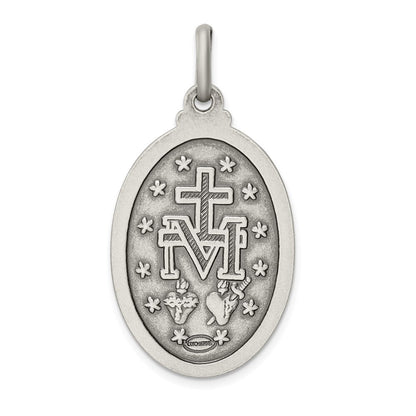 Sterling Silver Antiqued Miraculous Medal Pendant Holiday Gift for Women