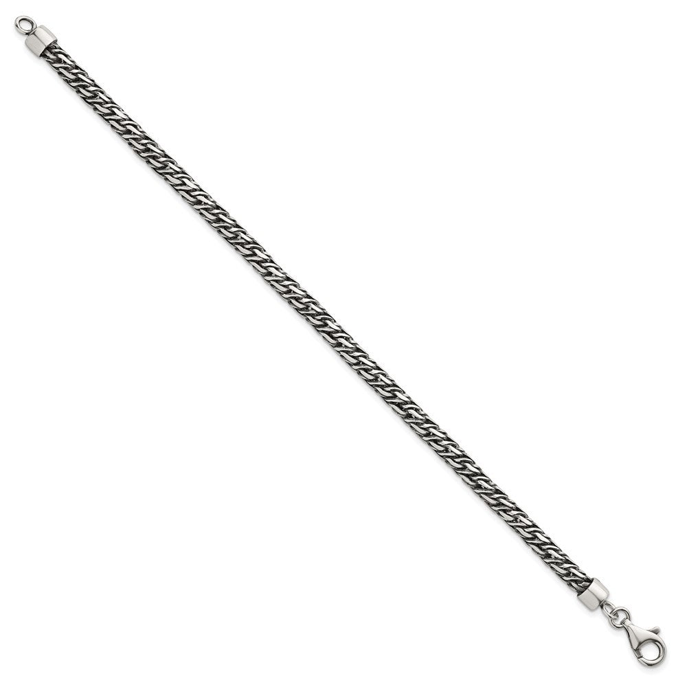 Sterling Silver Rhodium-plated  and Antiqued 4.8mm Fancy Link 8" Bracelet