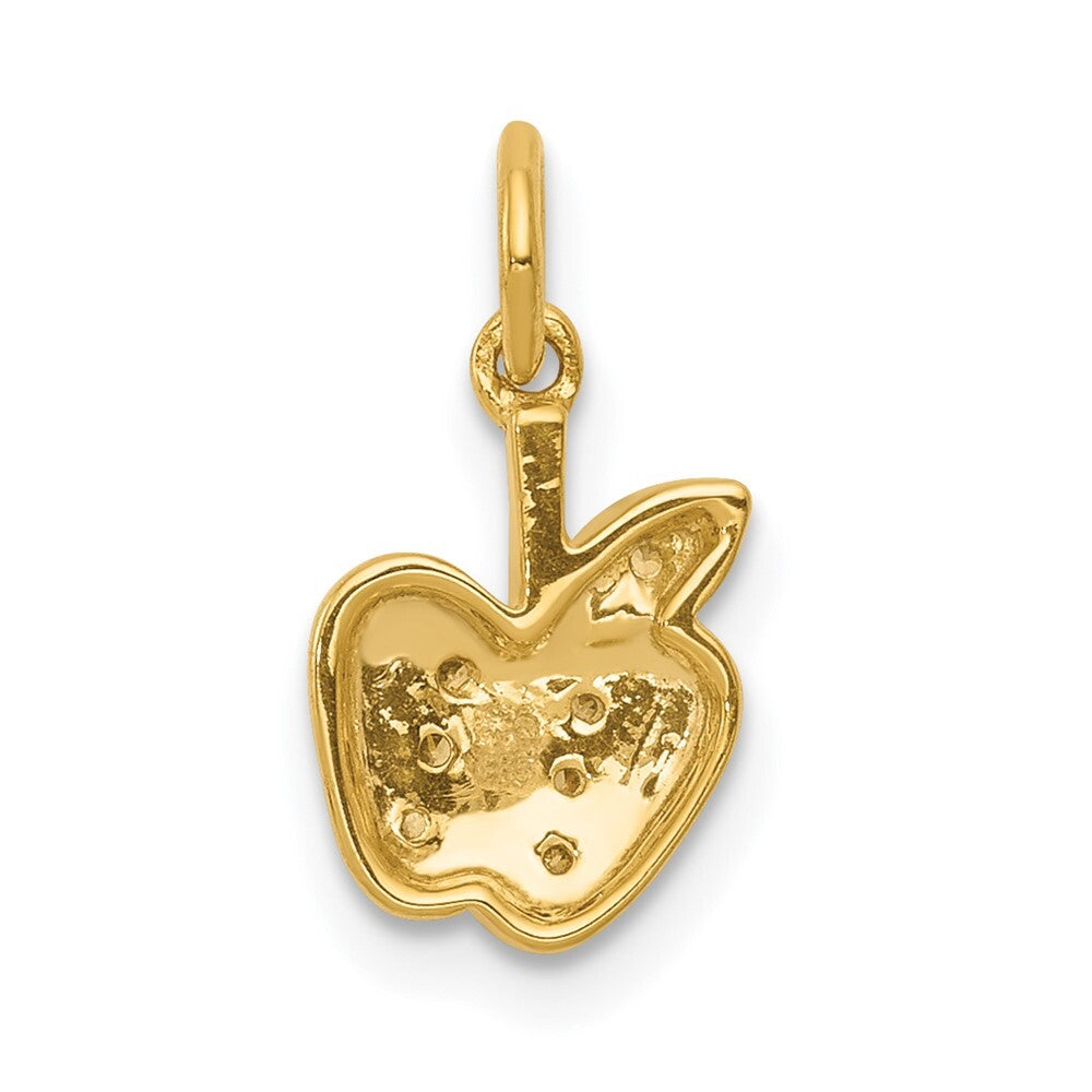 14k Yellow Gold Diamond Apple Charm Pendant for Women