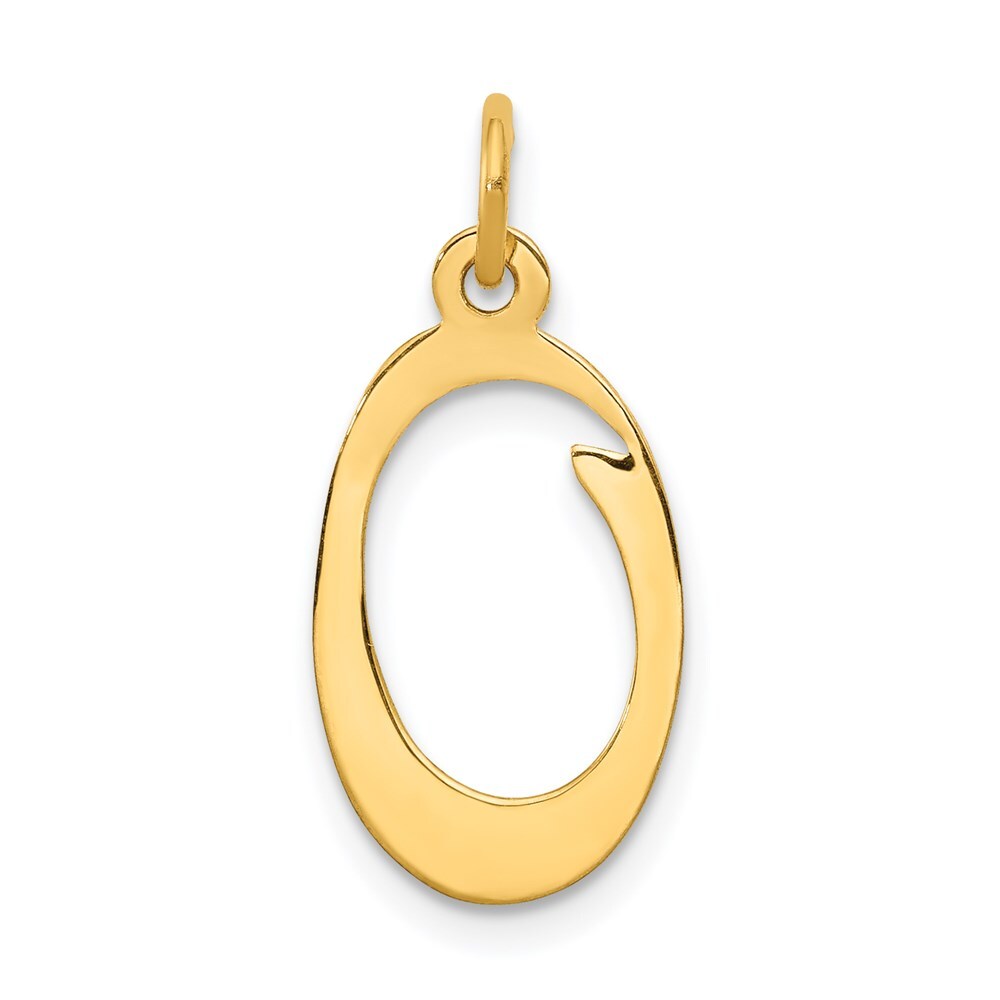 14k Yellow Gold Script Letter O Initial Charm Pendant for Women