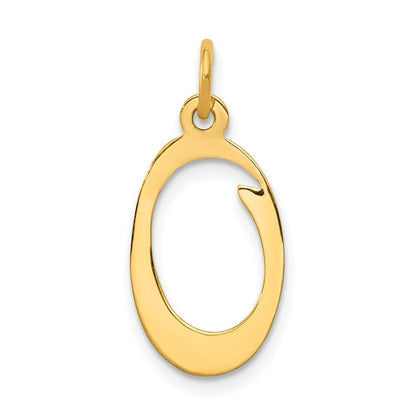 14k Yellow Gold Script Letter O Initial Charm Pendant for Women