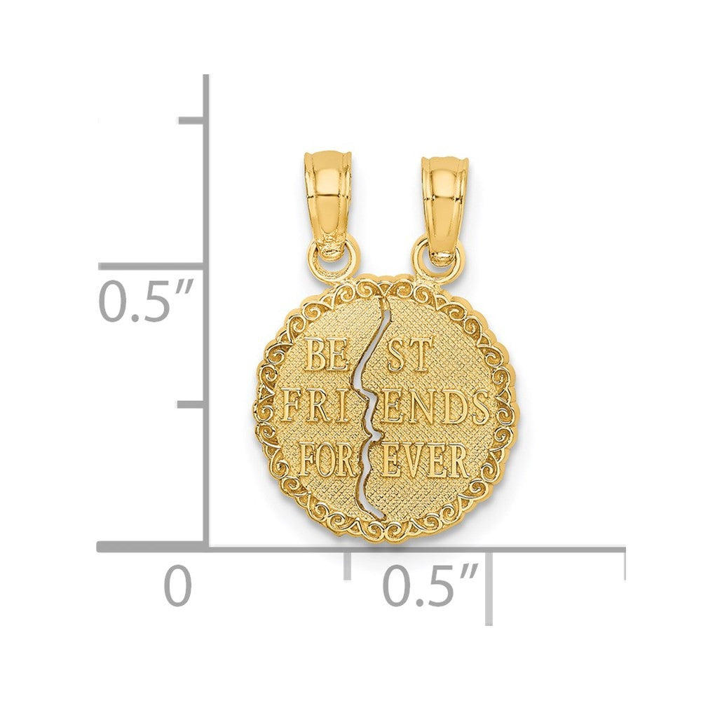 14k Yellow Gold BEST FRIENDS FOREVER 2-Piece Break-apart Charm