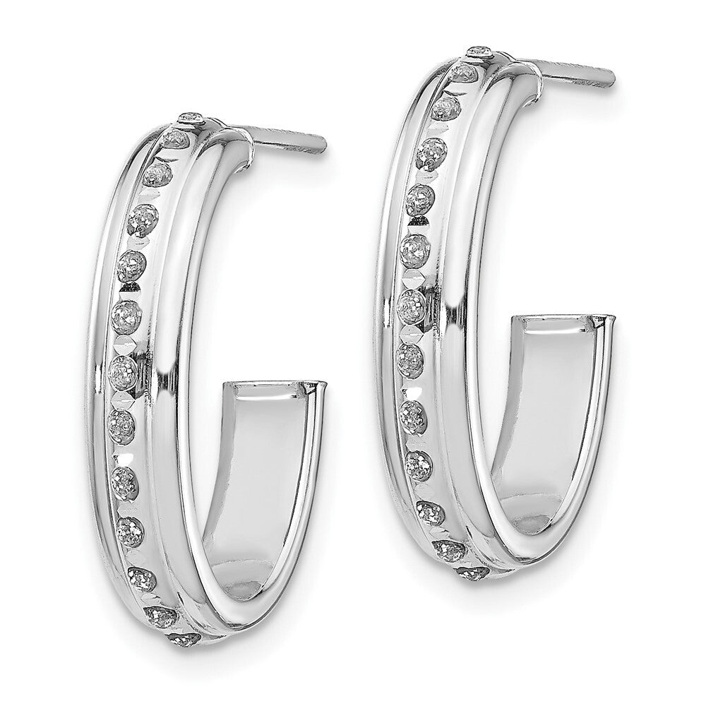 14k White Gold Diamond Fascination J Hoop Earrings Gift for Women