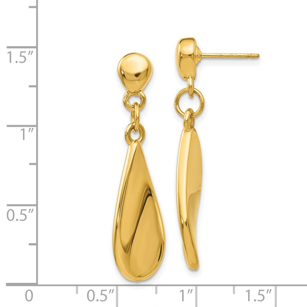 14k Yellow Gold Tear Drop Dangle Earrings