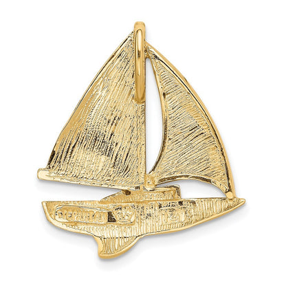 14k Yellow Gold Imitation Opal Sailboat Slide