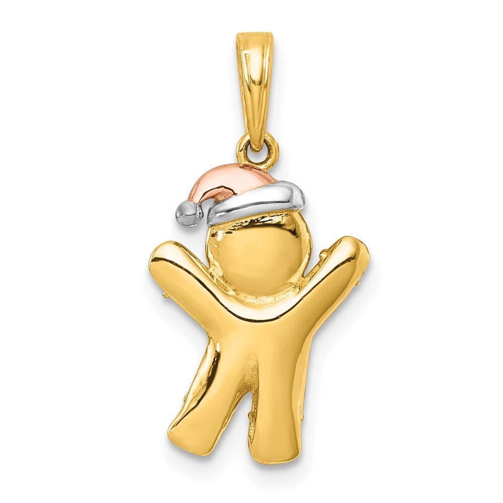 14k Yellow Gold Rose-plating Polished Gingerbread Man Charm Pendant
