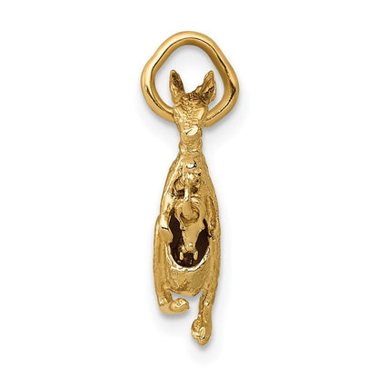 14k Yellow Gold 3D Kangaroo with Joey Charm