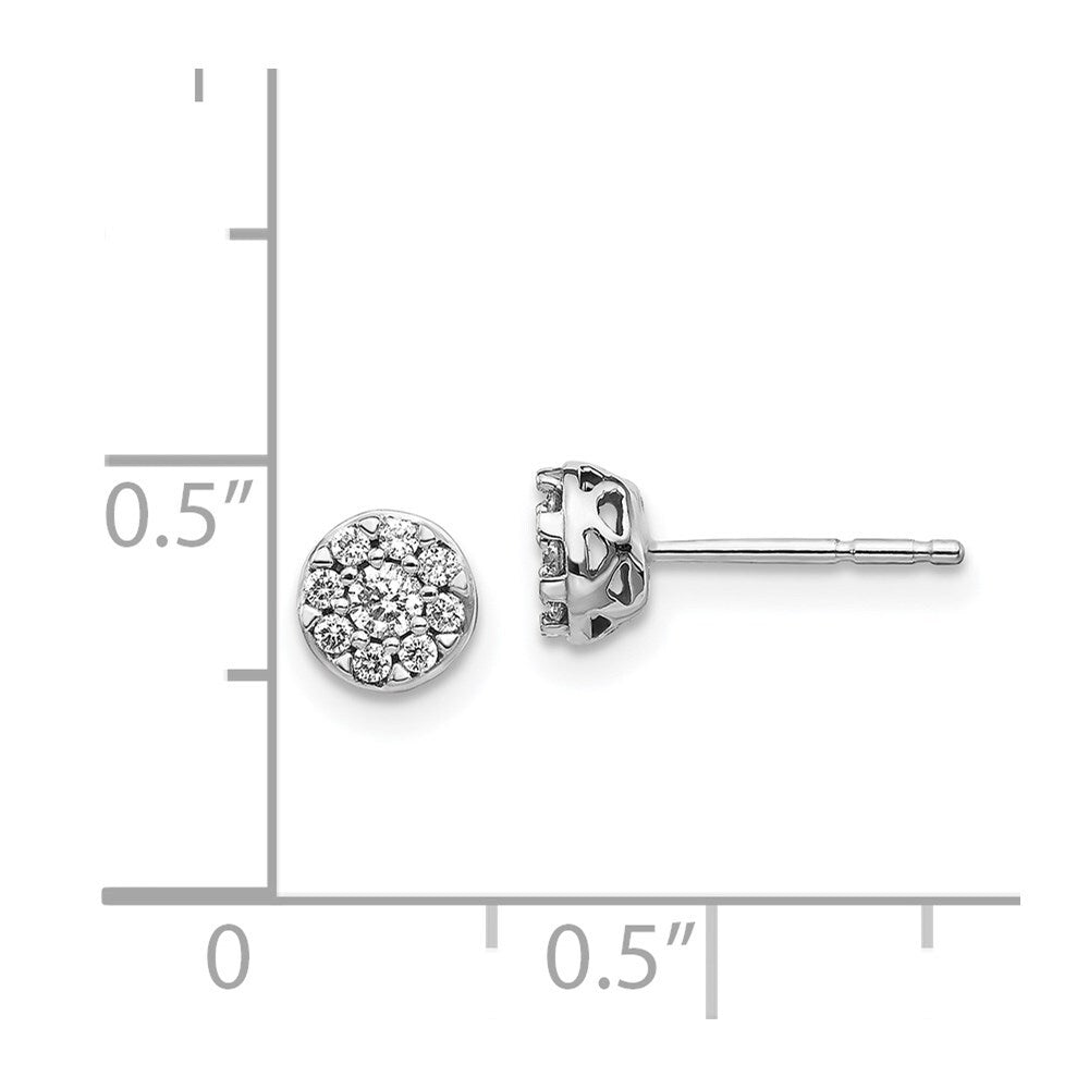 14k White Gold Diamond Cluster Stud Earrings