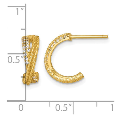 Sterling Silver Gold-Tone Polished and Twisted CZ -X- C-Hoop Earrings