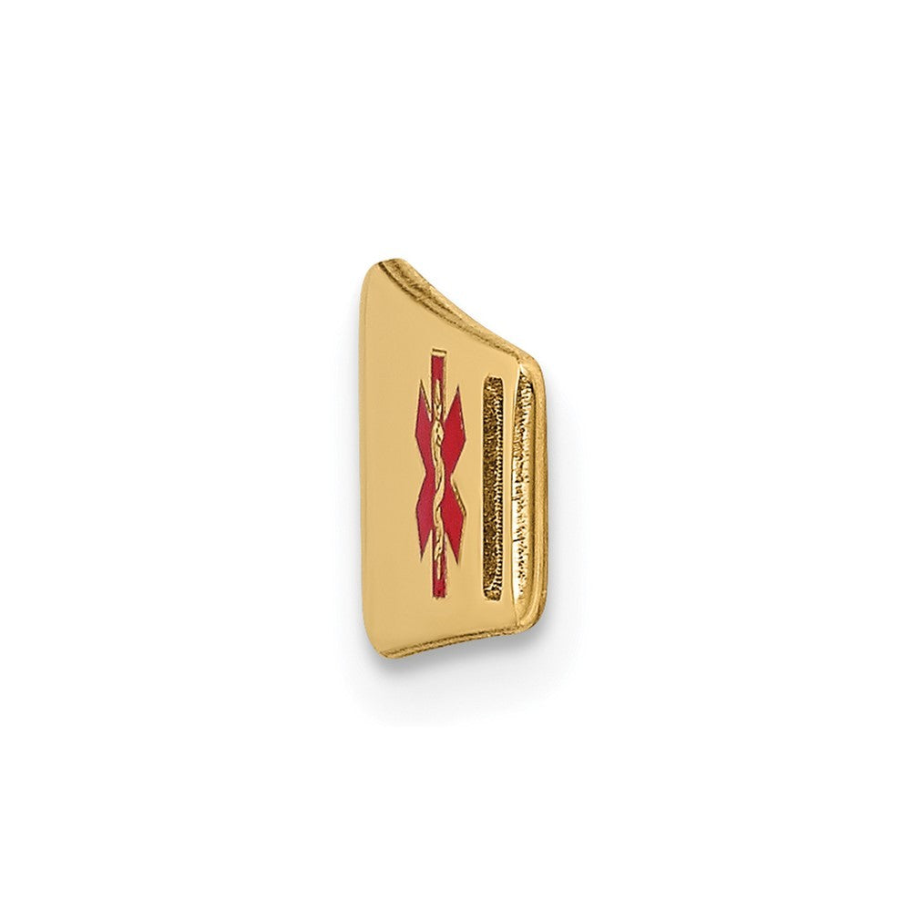 14k Yellow Gold  24x7mm Off-Center Red Epoxy Enameled Medical ID Plate # 816