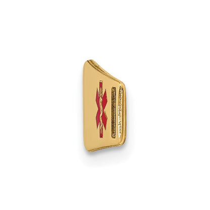14k Yellow Gold  24x7mm Off-Center Red Epoxy Enameled Medical ID Plate # 816