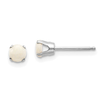 14k White Gold 4mm Opal Stud Earrings Gift for Women