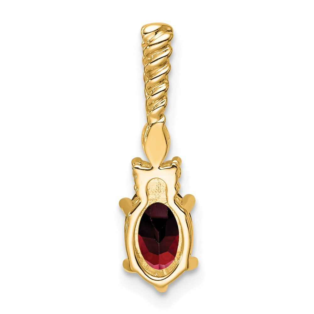 14k Yellow Gold Polished Diamond and Garnet Twisted Chain Slide