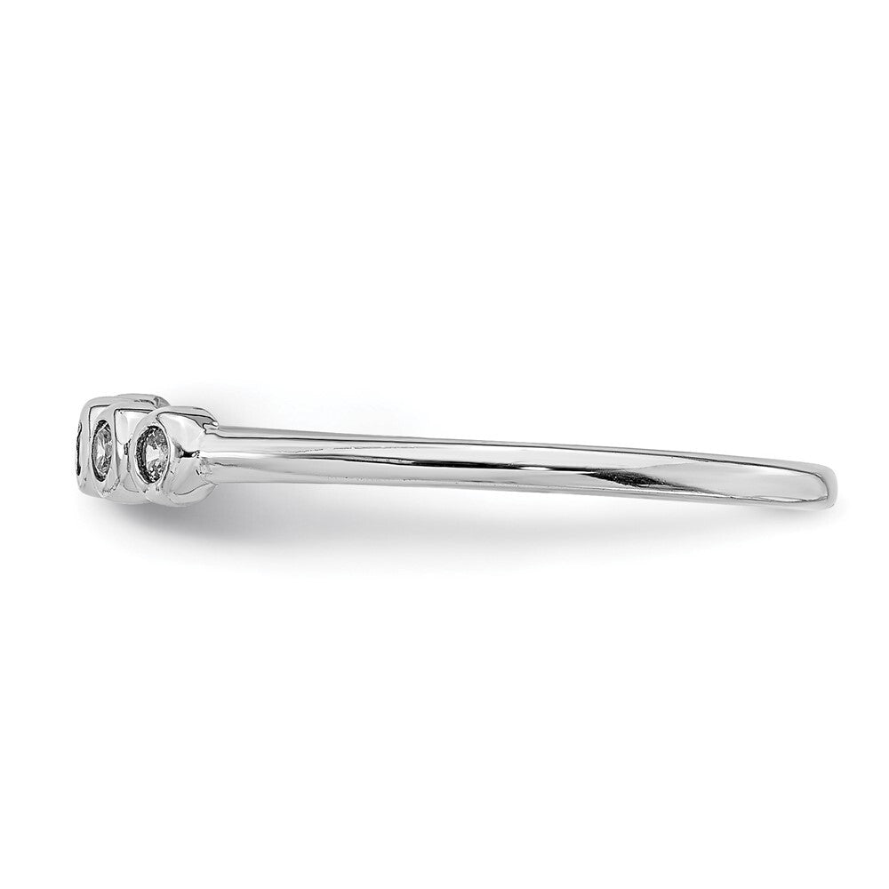 Sterling Silver Rhodium-plated 5-Bezel Cubic Zirconia Ring Size 7