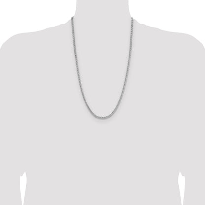 Sterling Silver Rhodium-plated 3.5mm Diamond-cut Square Spiga Chain
