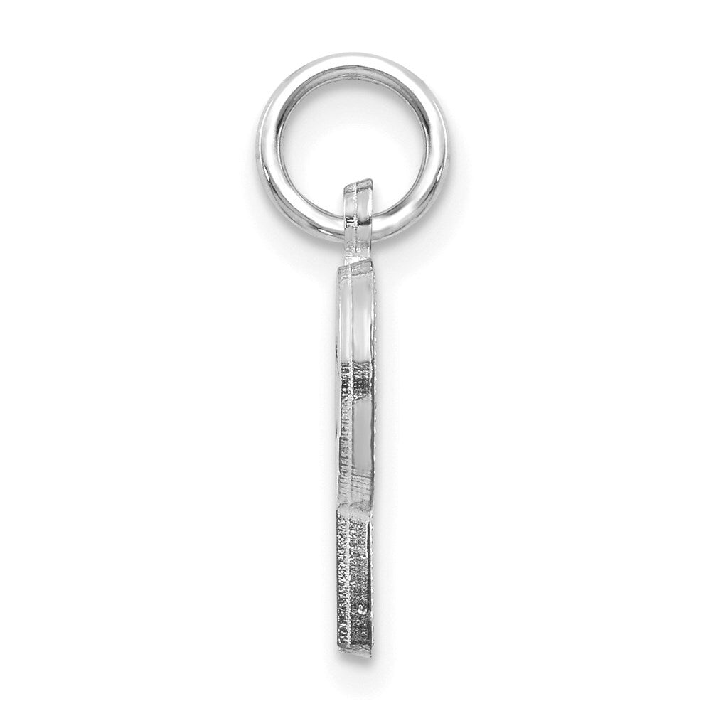 14k White Gold Satin Diamond-cut Letter P Initial Charm Pendant for Women