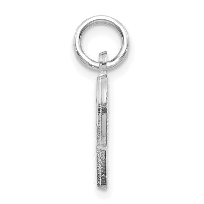 14k White Gold Satin Diamond-cut Letter P Initial Charm Pendant for Women
