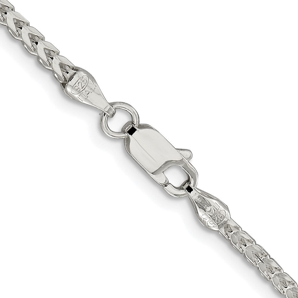 Sterling Silver Rhodium-plated 2.55mm Diamond-cut Square Franco Chain
